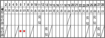 女将作・日程表<BR> 初めてこういうの書いてみたんです、へたくそでごめんなさい。